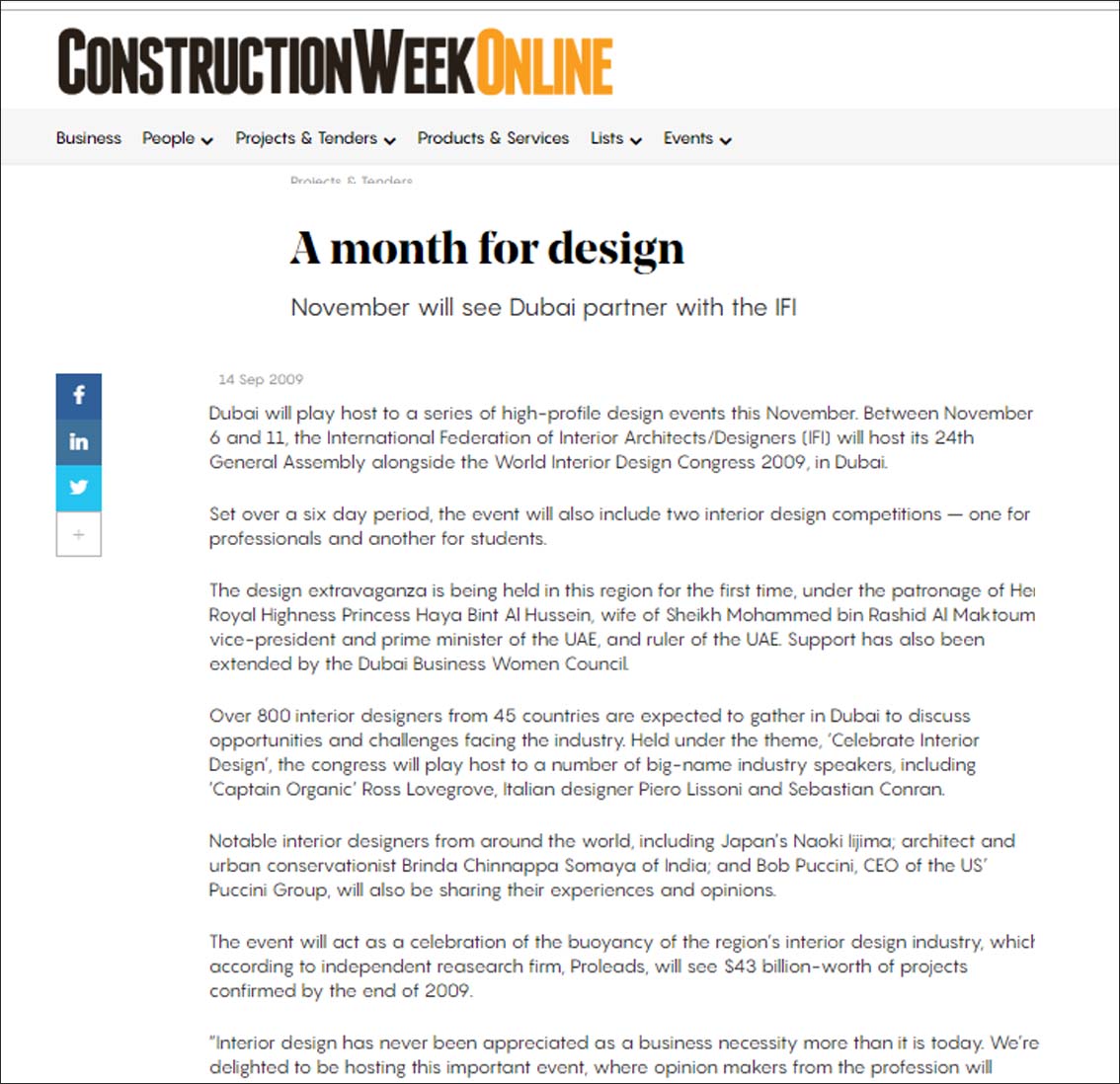 A Month for design,Construction Week Online - September 2009